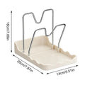 Double Layer Pan Lid Organizer Rack with Drip Tray Pot Lid Organizer Zpaxo White