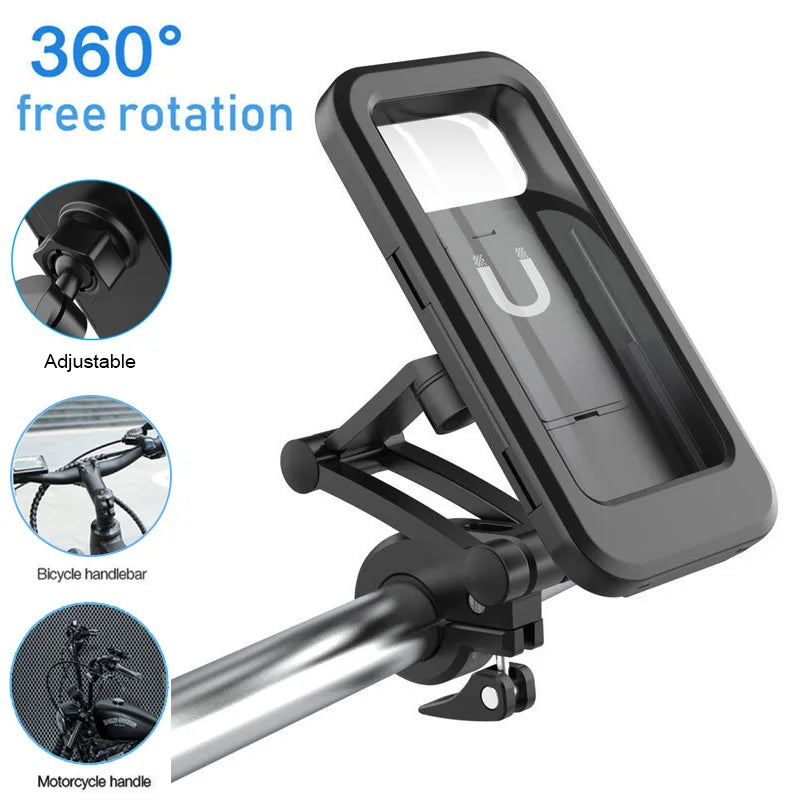 Waterproof Bicycle Mobile Phone Holder Support Universal Folding Motorcycle GPS 360°Swivel Adjustable Bike Cellphone Holder Zpaxo