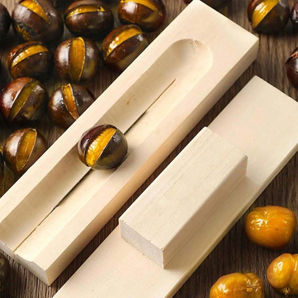 Nut Cracker Tool Manual Wooden Sheller Chestnut Walnut Opening