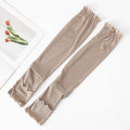 Fashion Ruffles Arm Sleeves Breathable Solid Color Cooling Arm Cover UV Protection Large Size Sunscreen Sleeves Outdoor Sports Zpaxo Khaki