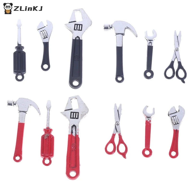 ▶6Pcs/Set Dollhouse Mini Repair Kits Accessories Hammer Wrench Furniture Toys Zpaxo