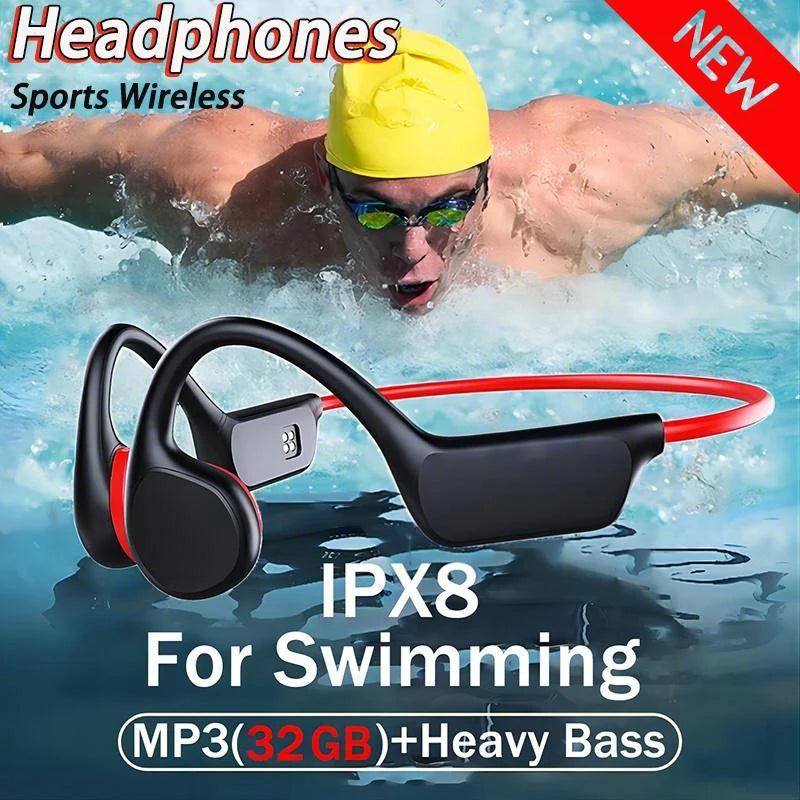 Bone Conduction Headset IPX8 MP3 32GB Bluetooth 5 3 Wireless Swimming