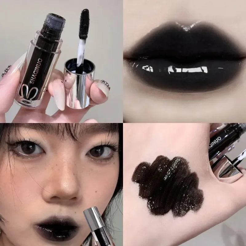 Black Gothic Lip Gloss Mirror Moist Matte Pure Silver Fine Flash