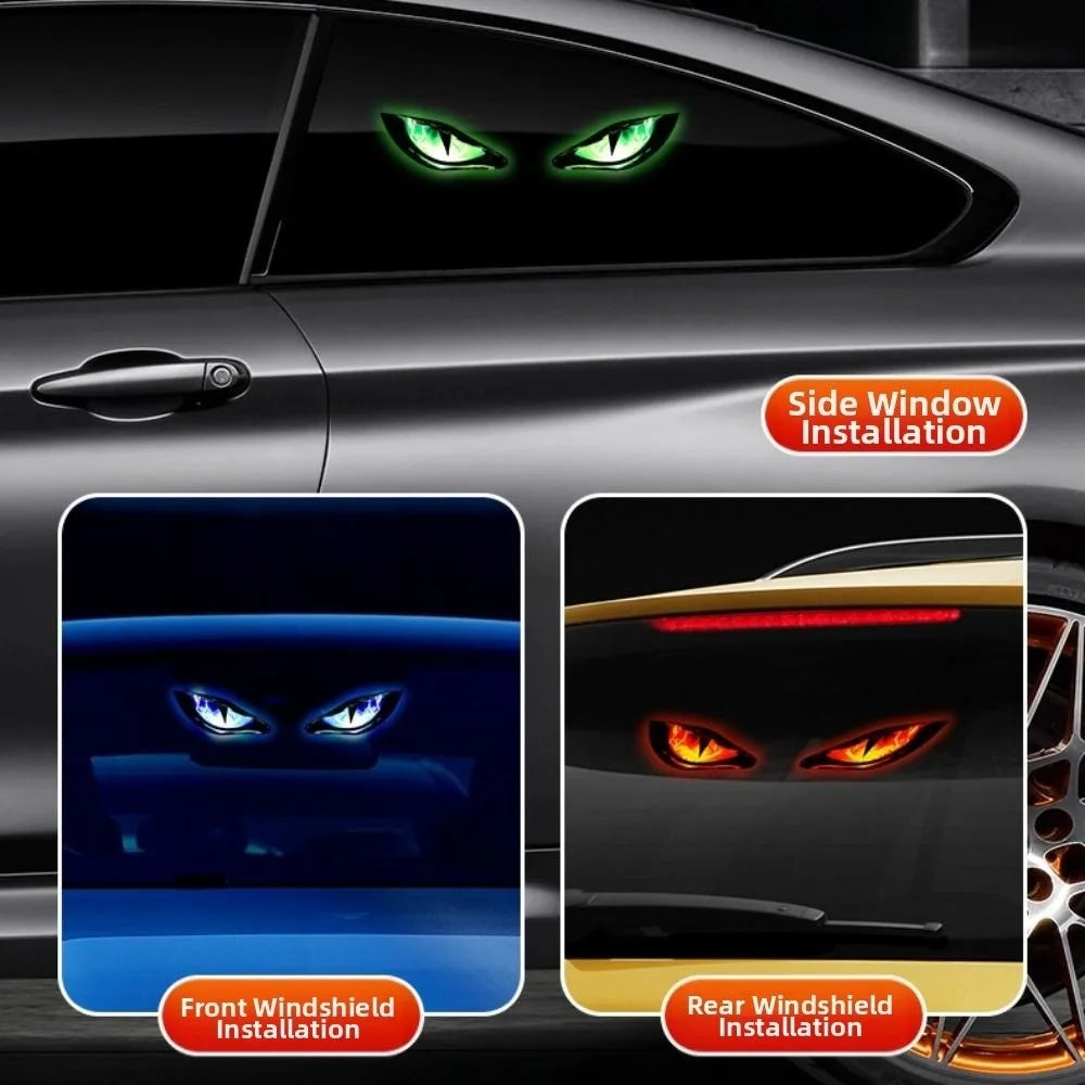 Creative Car Demon Eye Light Cool Suction Cup Installation Solar Zpaxo