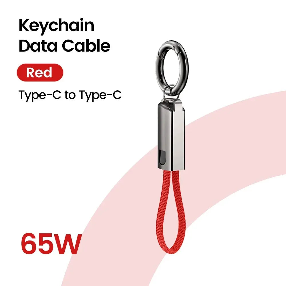 10cm USB-C to USB-C PD 60W Fast Charging Keychain Cable USB-C Charging Cable Zpaxo Red CC