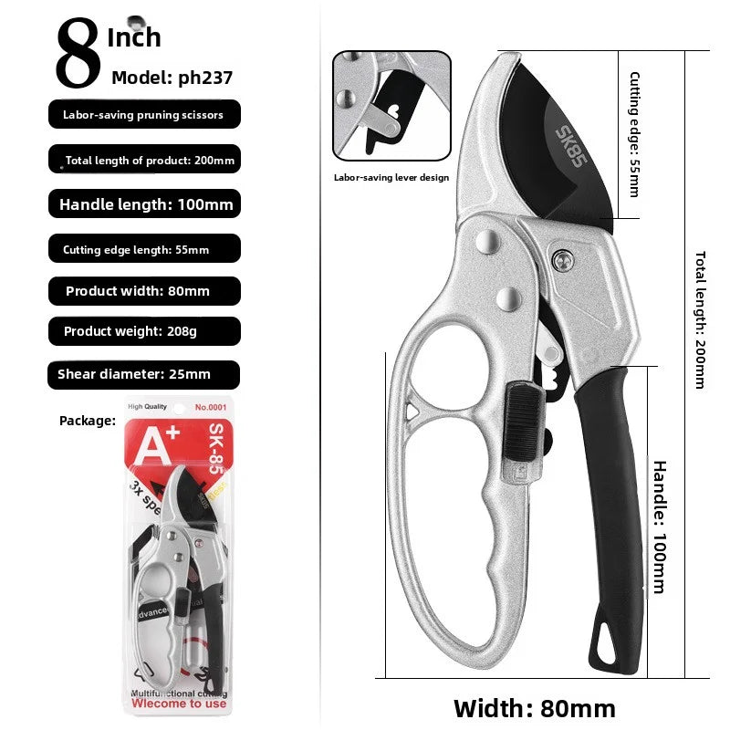 SK5 stainless steel rust resistant coarse pruning shears, pruning shears with pulleys, pruning shears for fruit trees, horticult Zpaxo black