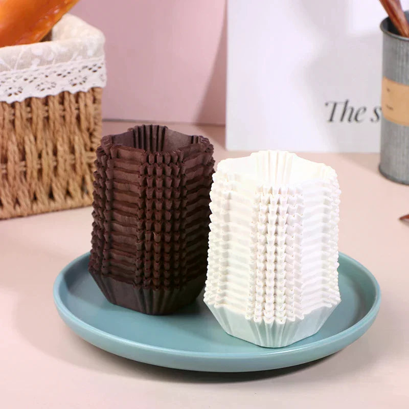 Square Cupcake Liners Muffin Baking Cups Pan Paper Oven Microwave Zpaxo