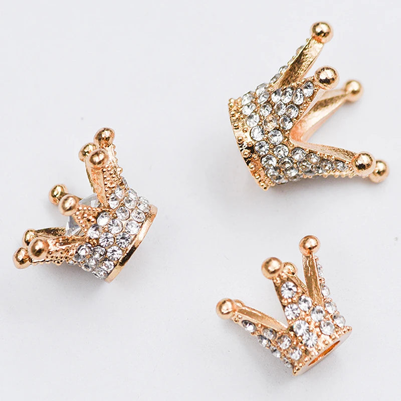 Gold Miniature Dollhouse Crown 2 Mini Alloy Rhinestone Princess Tiara Zpaxo