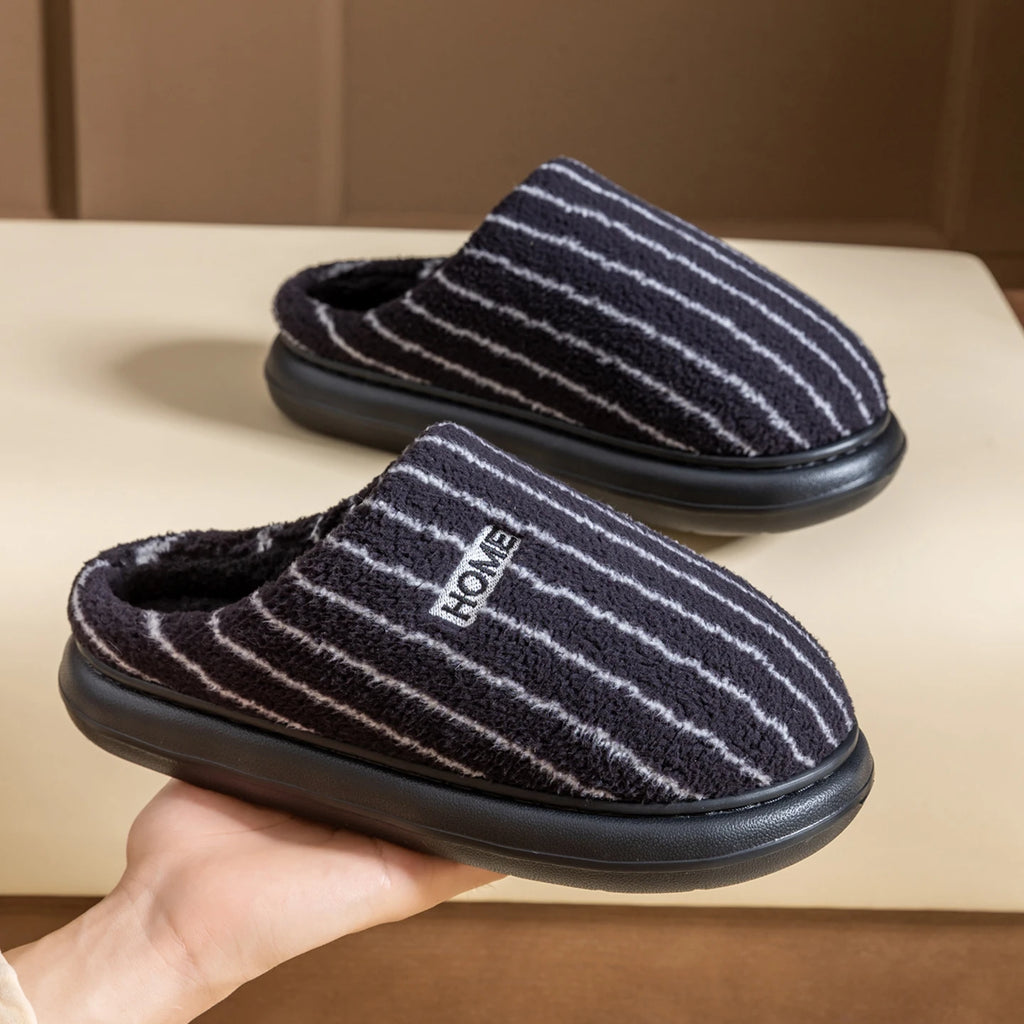 Men's Winter Slippers Indoor House Shoes Non-slip Fuzzy Scuff Soft