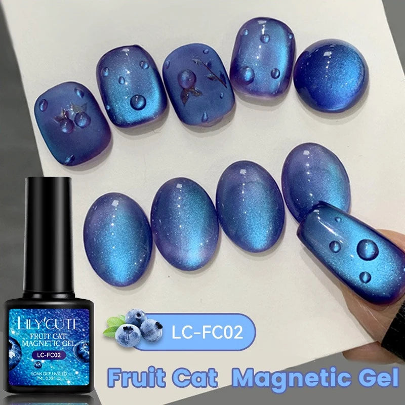 Fruit Cat Magnetic Nail Gel Polish Semi Soak Off Colorful Glass Bead Zpaxo 02
