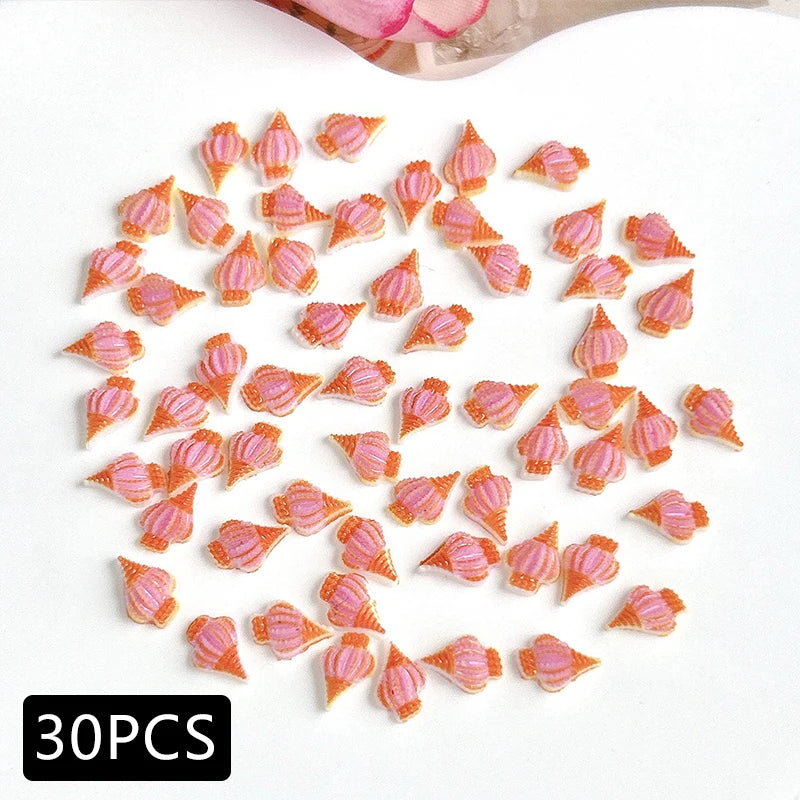 30PCS 3D Ocean Series Resin Nail Charms Summer Nail Rhinestones Creative Starfish Shell Nail Art Decorations for DIY Manicure Zpaxo 08-30pcs