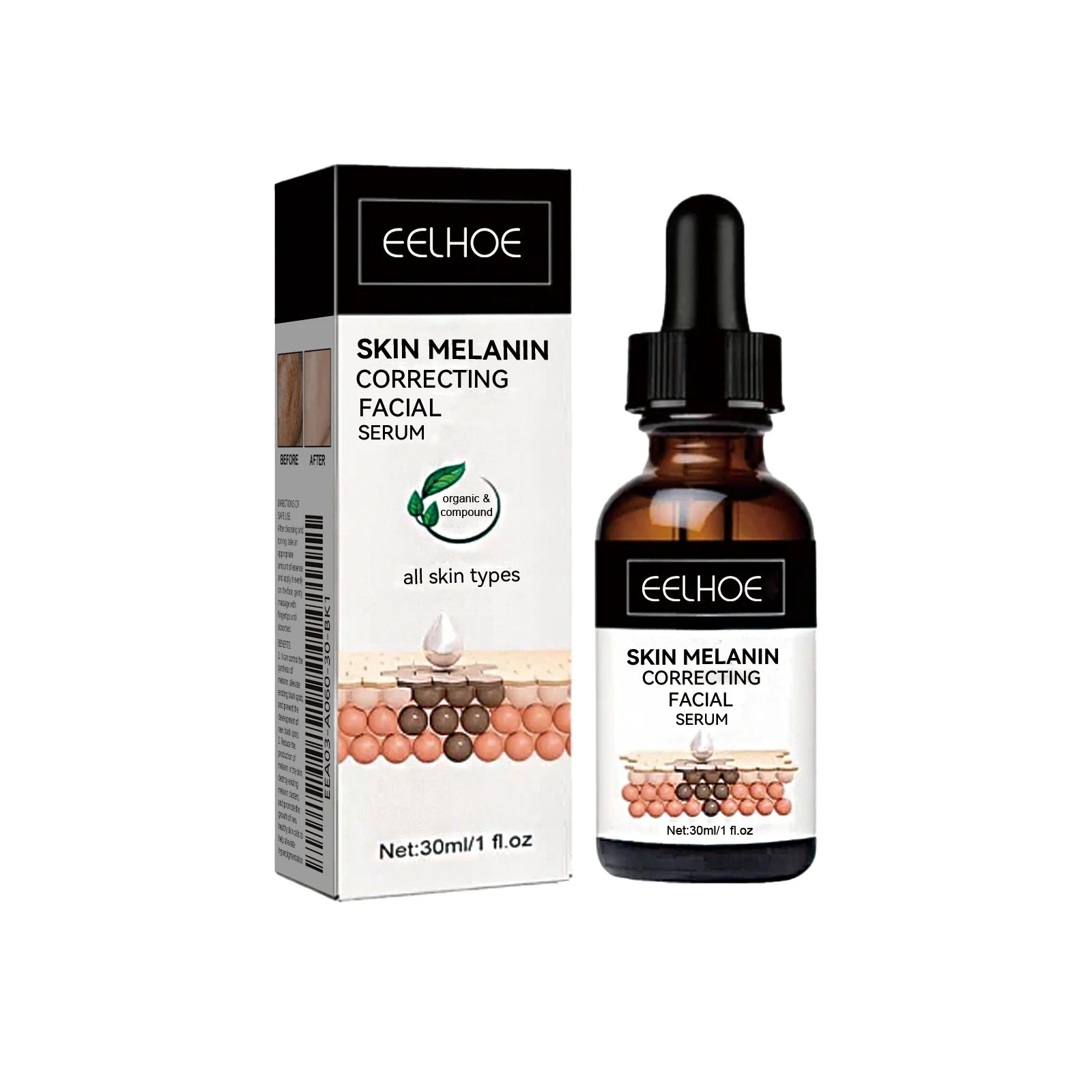 Melanin Correcting Facial Serum Fade Dark Spots Anti Freckle Lightening Pigment Blemish Niacinamide Brightening Face Serum Zpaxo 30ml Boxed