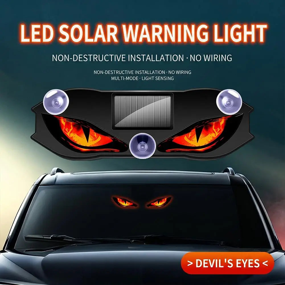 Universal Solar Powered Demon Eye Warning Light Dynamic Flashing Car Safety Signal Lamp Rear Windshield Decoration Light Zpaxo