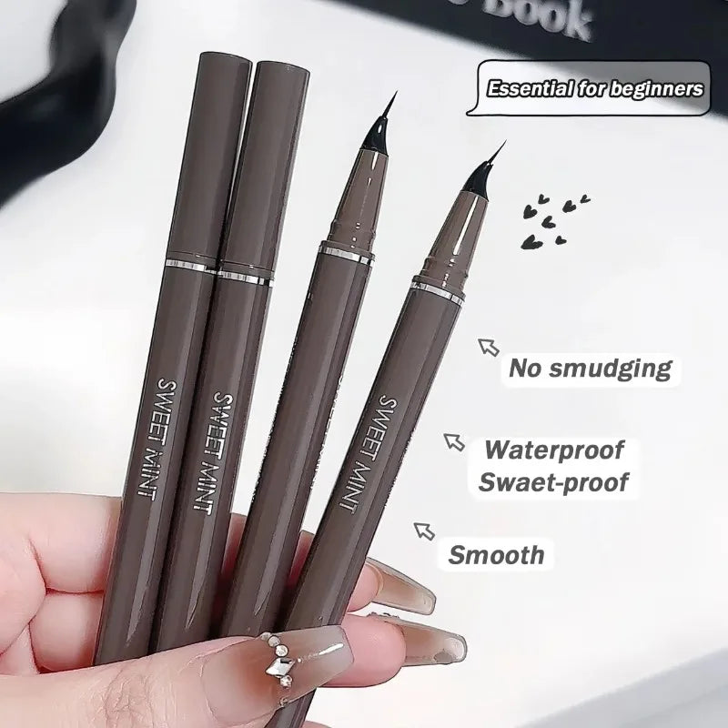Curved Eyeliner Pen Quick Dry Liquid Eye Liner Easy To Draw Ultra-fine Lying Silkworm Pencil Black Brown Lower Eyelash Eye Mkeup Zpaxo