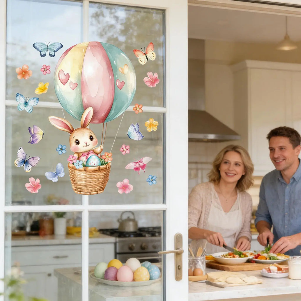 Easter Window Clings Spring Bunny Flower Butterfly Static Stickers