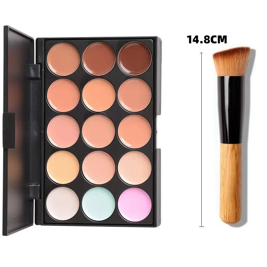 15 Colors Concealer Palette Cream Contour Palette,Foundation Full Coverage Foundation Makeup Cover Dark Circles Around Eyes Face Zpaxo