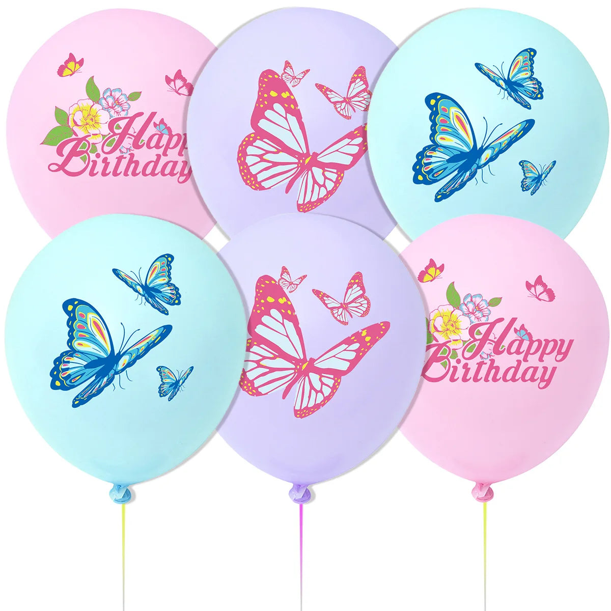 Butterfly Theme Latex Balloon Happy Birthday Pattern Printed Balloons