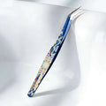 Metal Curved Stickers Tweezers Precision Anti-static Lashes Extension Zpaxo Blue