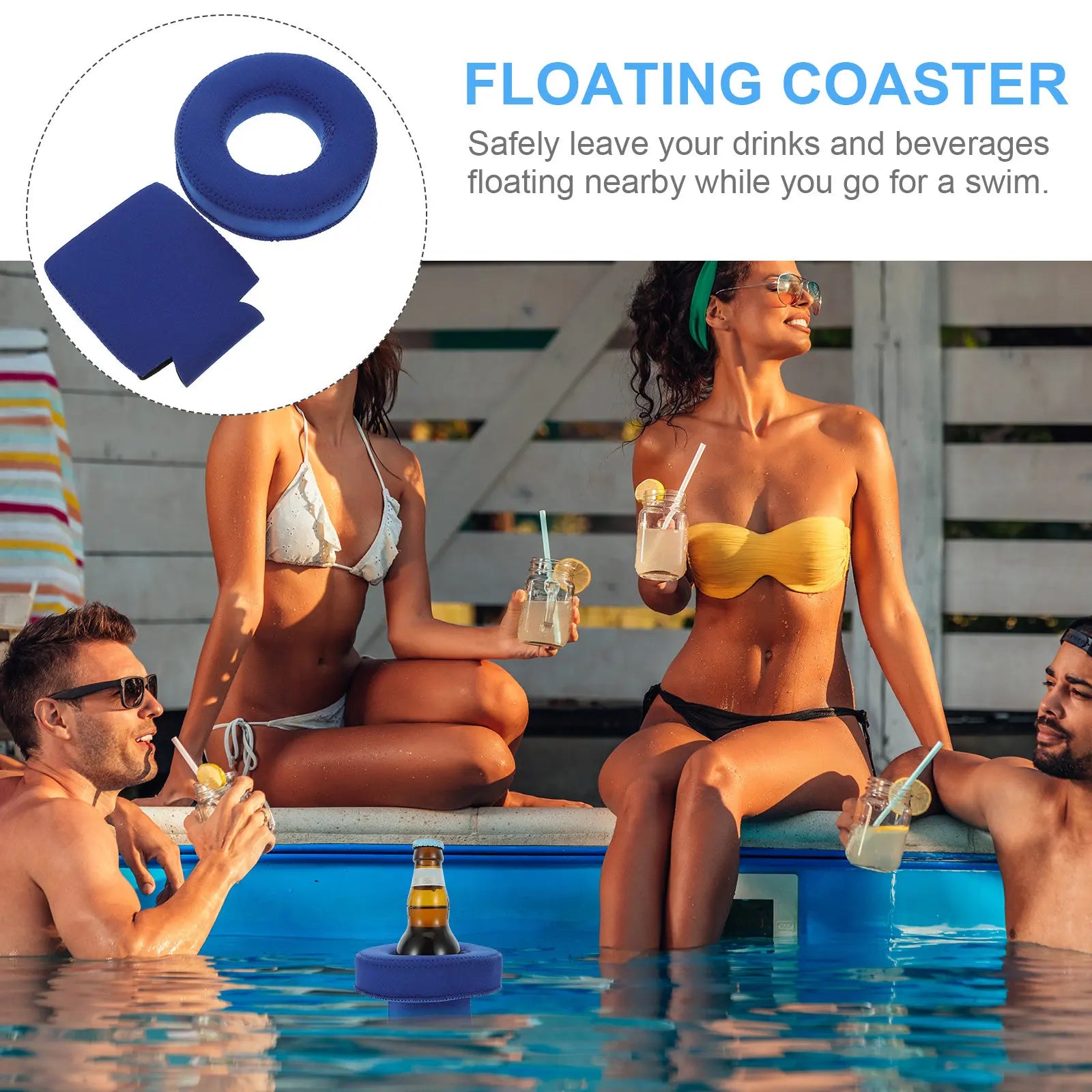 1Set Neoprene Floating Drink Holder Can Bottle Cooler Sleeve Buoyant Pool Beach Lake River Hot Tub Spa Floatation Drink Carrier Zpaxo