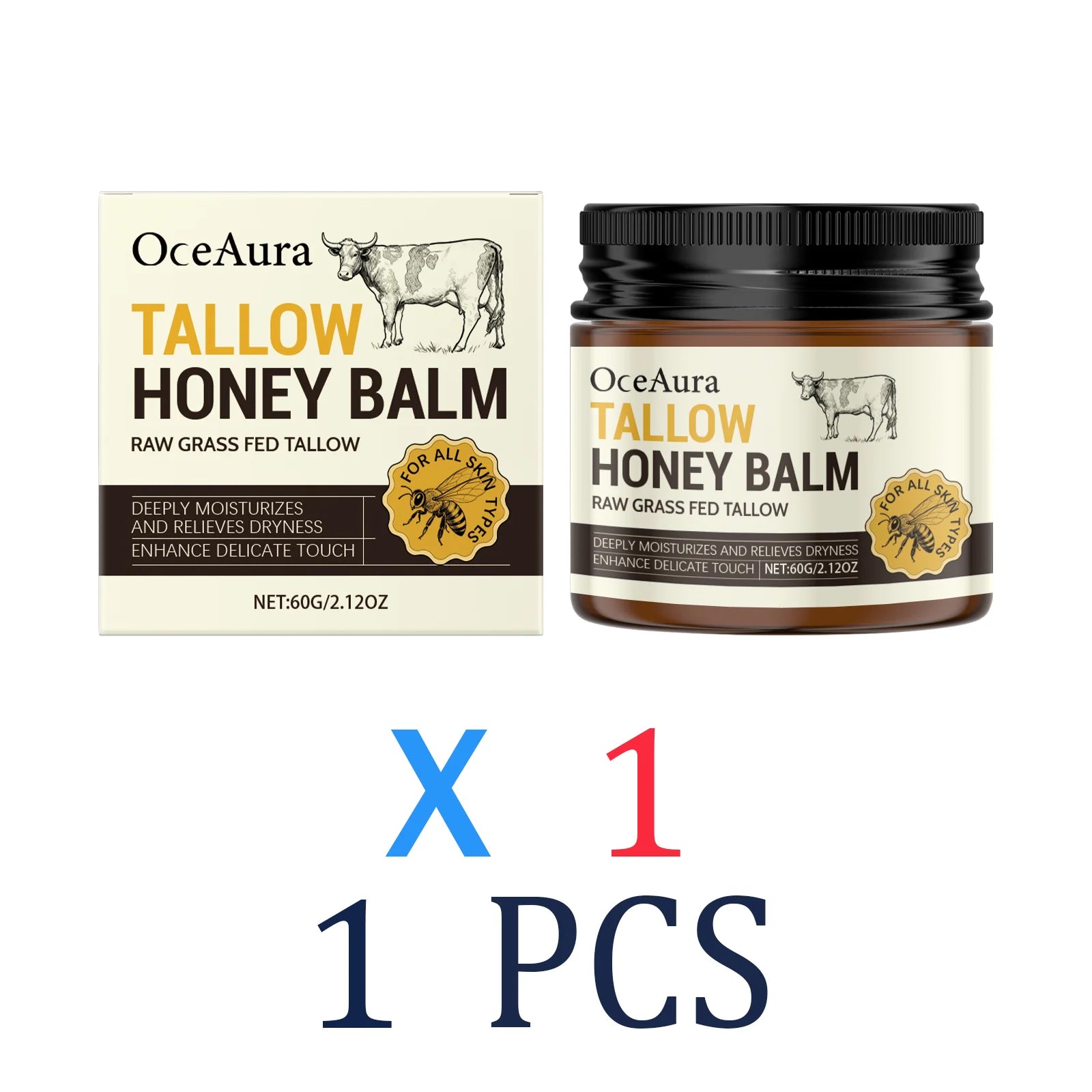 Tallow Honey Cream for Dry Sensitive Skin Ultra Nourishing Moisturizer with Shea Butter Winter Skincare Repair Cream Face & Body Zpaxo 1 Pcs