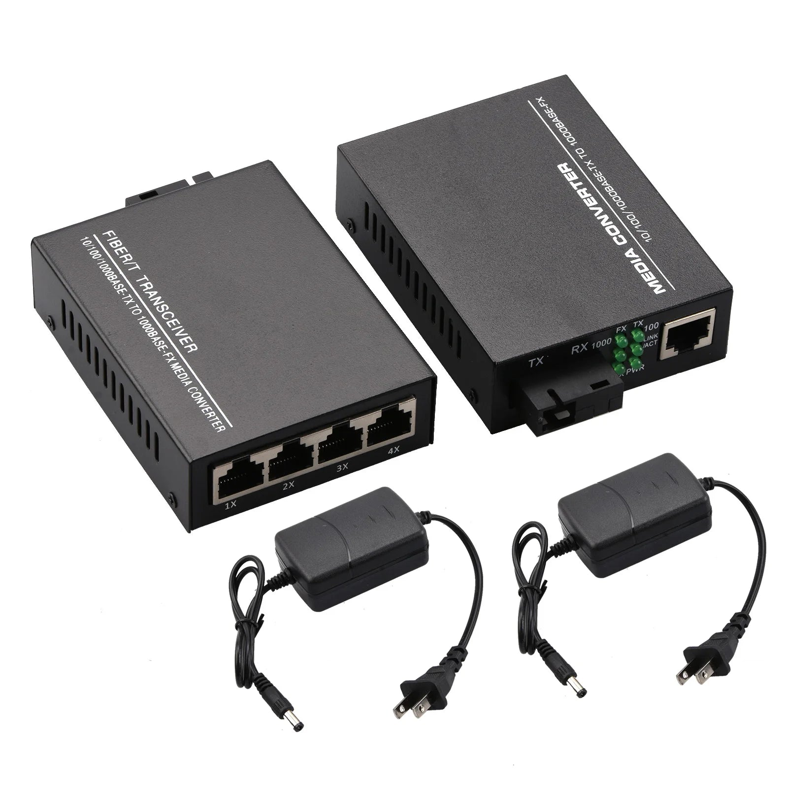 10 100 1000Mbps 1Port 4Ports Ethernet Fiber Optic Media Converter