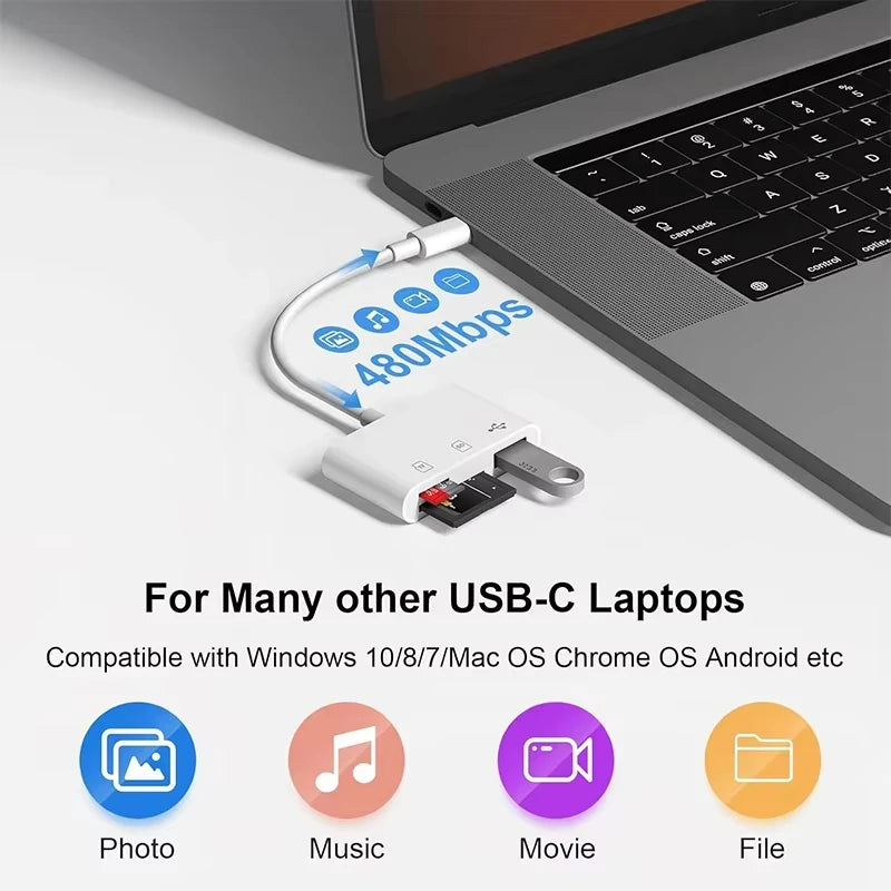 1 Card Reader C SD TF USB Camera Adapter Laptop Iphone Ipad Dongle Zpaxo