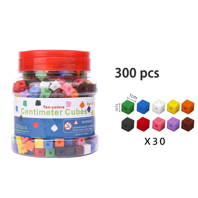 100 Linking Cubes Montessori Math Toys Number Blocks Learning Decimal