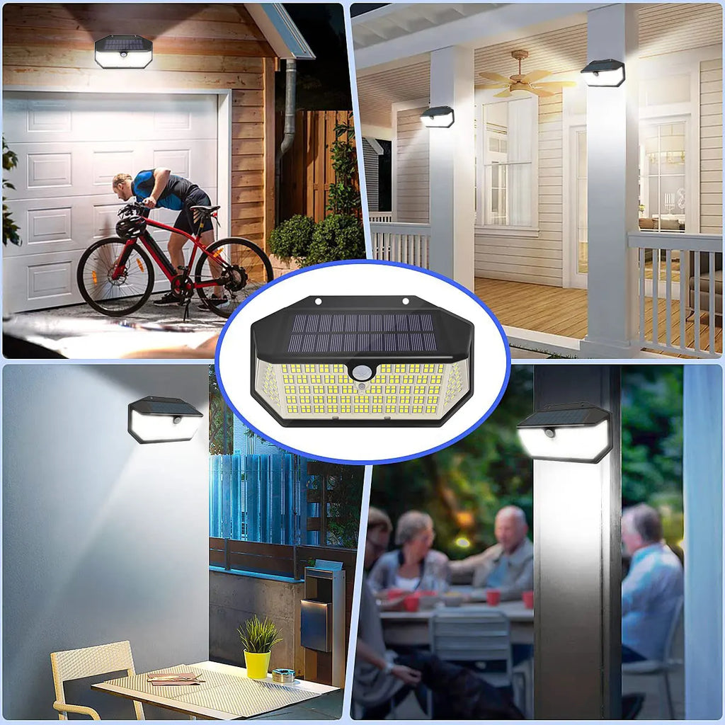 Solar LED Outdoor Lighting Motion Sensor Waterproof 3-Mode Security Zpaxo