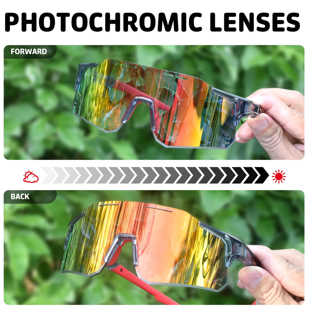 Toptrek Outdoor Photochromic Sunglasses Cycling Sports MTB Running Glasses Hiking Bicycle Goggles Men Women UV400 Bike Eyewear Zpaxo