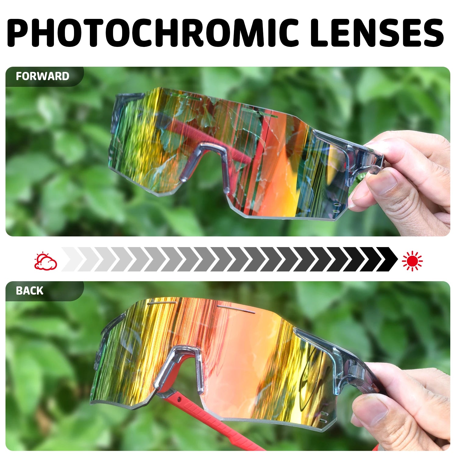 Toptrek Outdoor Photochromic Sunglasses Cycling Sports MTB Running Glasses Hiking Bicycle Goggles Men Women UV400 Bike Eyewear Zpaxo