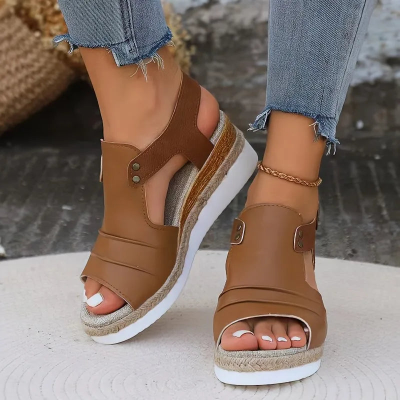 Women Wedges Sandals 2024 New Summer Lightweight Shoes for Women Platform Casual Sandals Women Beach Luxury Designer Sandals Zpaxo Brown 36