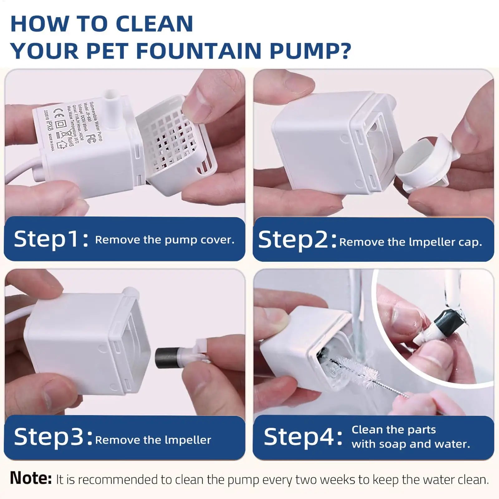 Pet Fountain Motor Submersible Pump Silent USB Cat Water Quiet