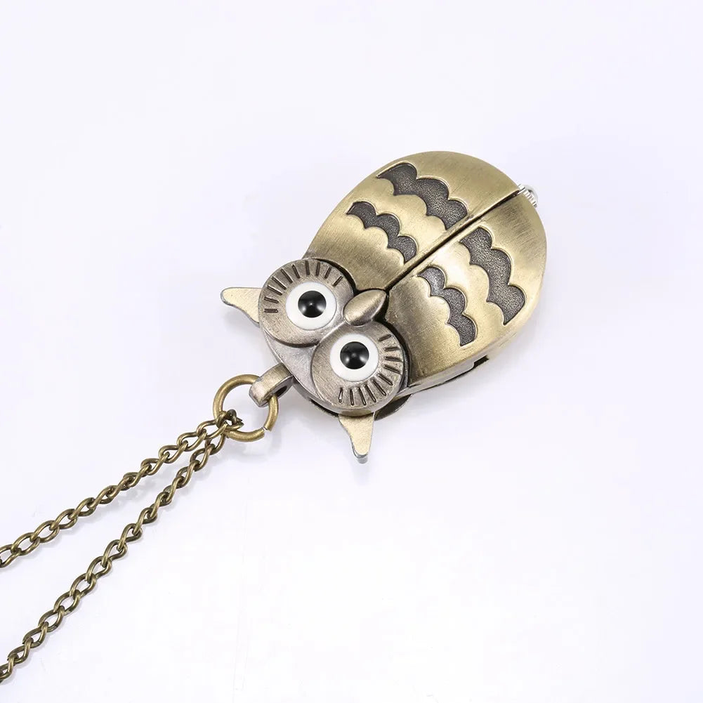 Retro Owl Pendant Necklace Watch – Vintage Unisex Chain Clock Pendant Necklace Watch Zpaxo
