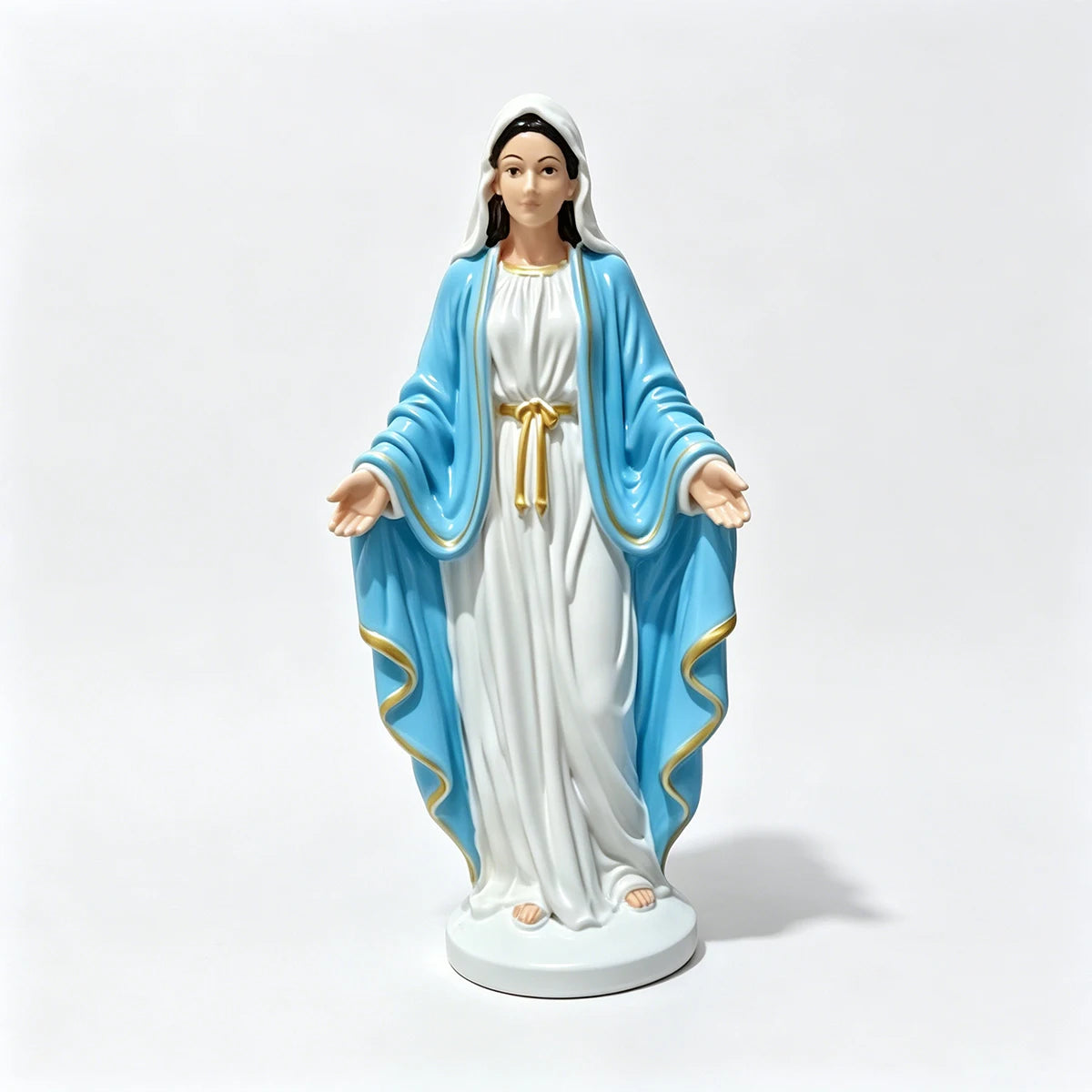 Mary Statue Open Arms Religious Figurine Resin Desk Ornament Home