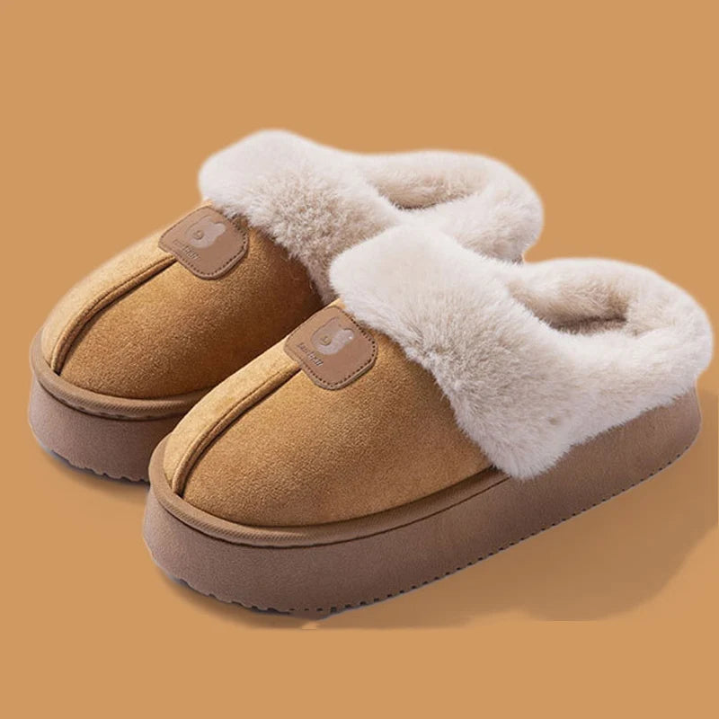 Thick Bottom Home Fluffy Slippers Women Winter Soft Sole Warm Plush