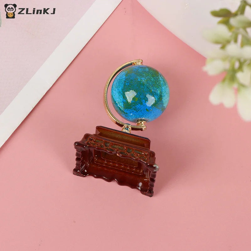 ▶1PCS Mini Metal 1:12 Vintage Blue World Globe Miniature Dollhouse Furniture Zpaxo