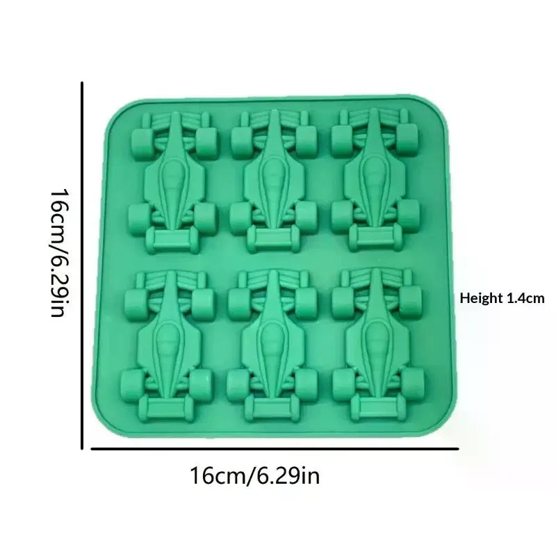 6-Cavity Racing Car Mold Mold, Silicone Racing Car Jelly Mold 3d Race Car Tumbler Tray Baking Tool Zpaxo