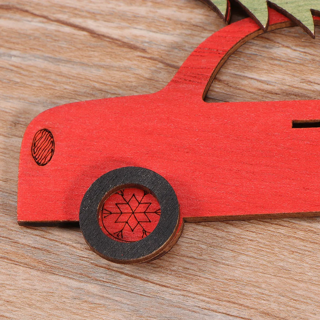 Adorable Wooden Car Pendant Christmas Hanging Decor Festive Indoor