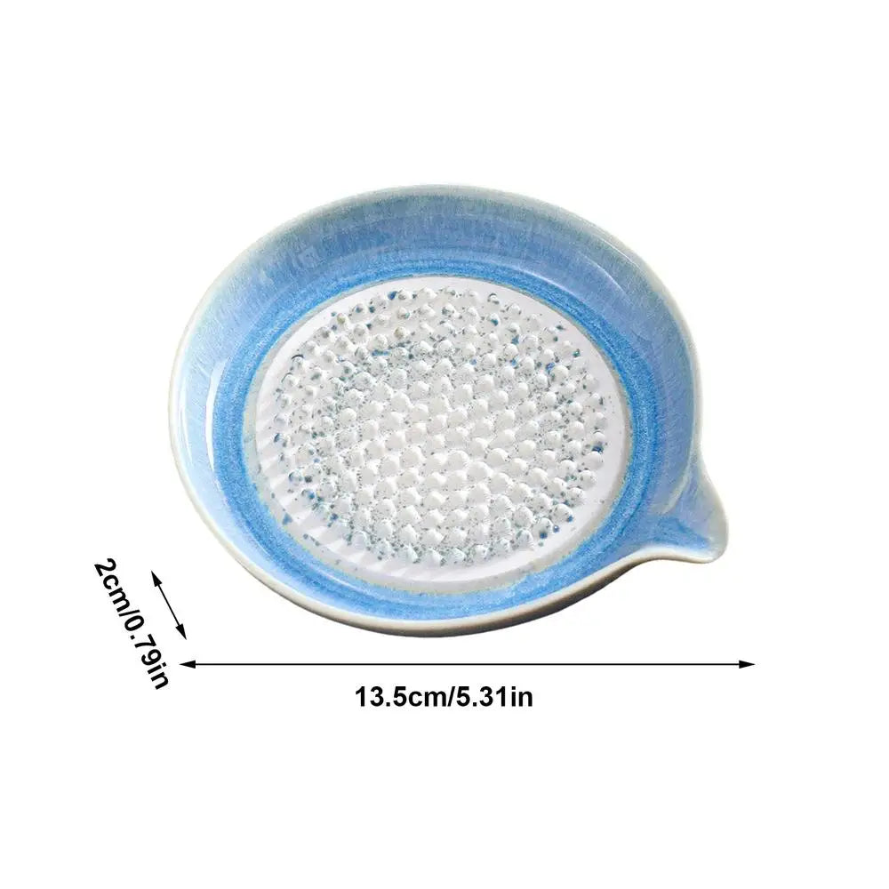 Garlic Plate Handmade Gradient Glaze Ceramic Grater Dish Bowl Home Zpaxo Blue