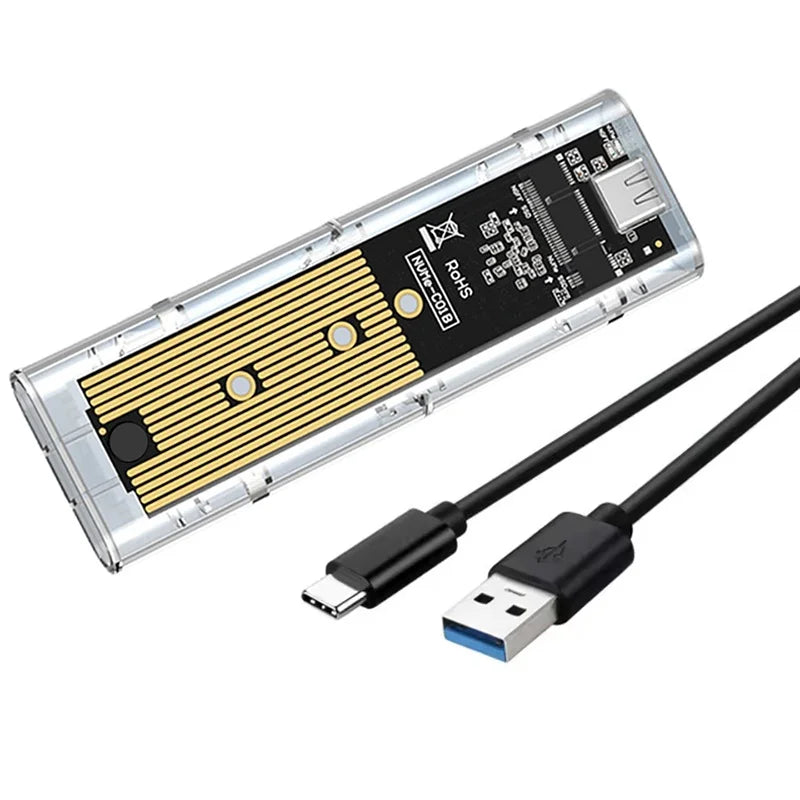 M 2 NVME PCIe NGFF SATA Dual Protocol SSD Case Clear USB C 10Gbps