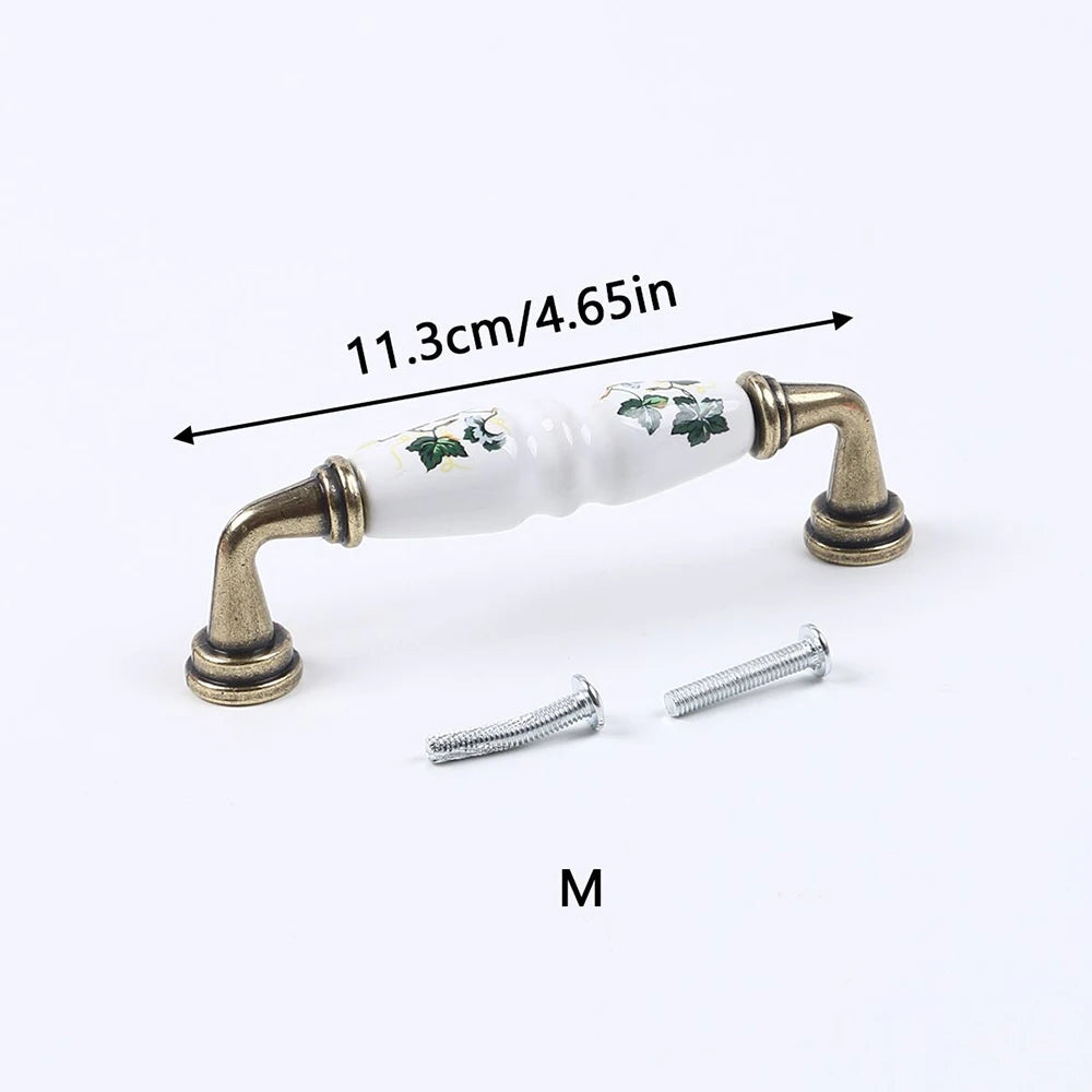Vintage Ceramic Cabinet Handle Rural Drawer Handles Drawer Cabinet Pulls Zinc Alloy Kitchen Pull Knobs Zpaxo J250133-M