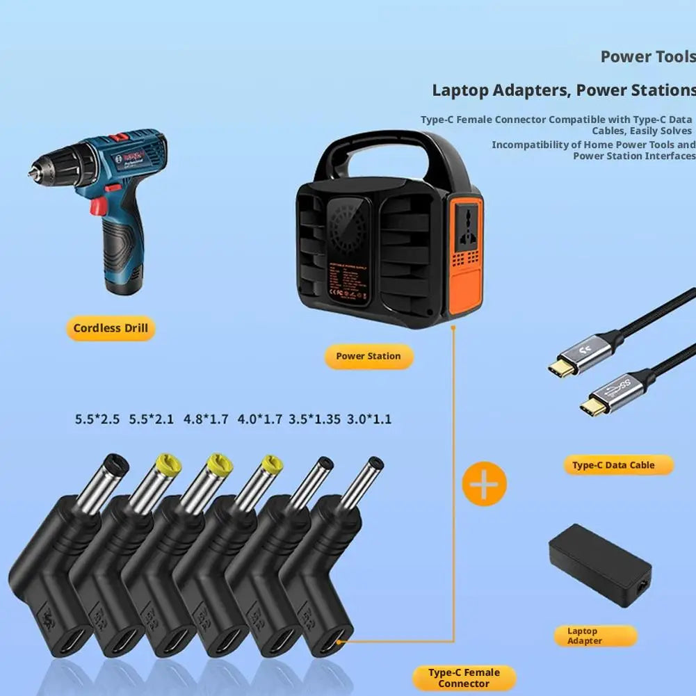 USB-C PD to DC Adapter 5V 9V 12V – 6 Plug Sizes for Router USB-C Power Adapter Zpaxo