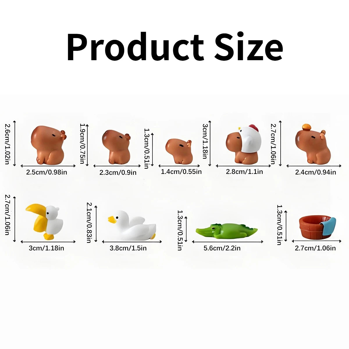 Capybara Figurine Set – Kawaii Cake Toppers & Desk Decor 12/18 Pcs