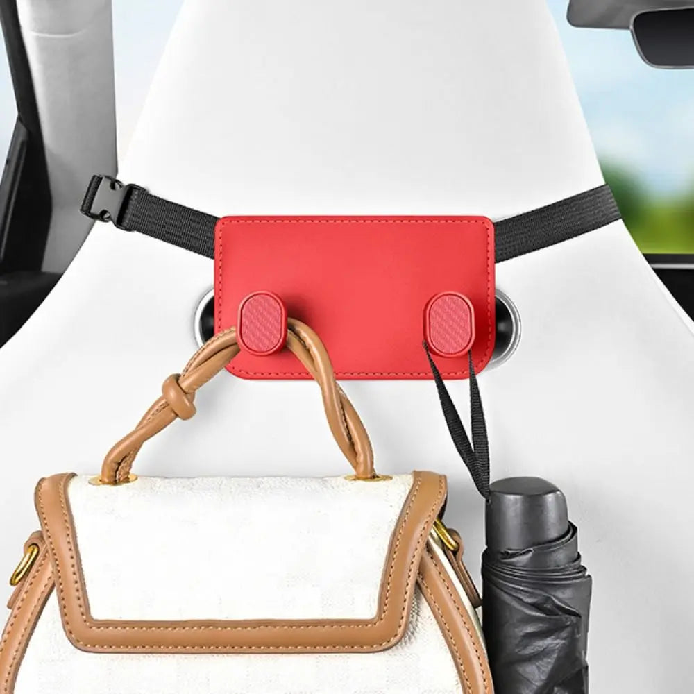 High Load-Bearing Car Headrest Hook Double Hook Soft Leather Auto Back Seat Storage Hook Wear-Resistant Multifunction Zpaxo