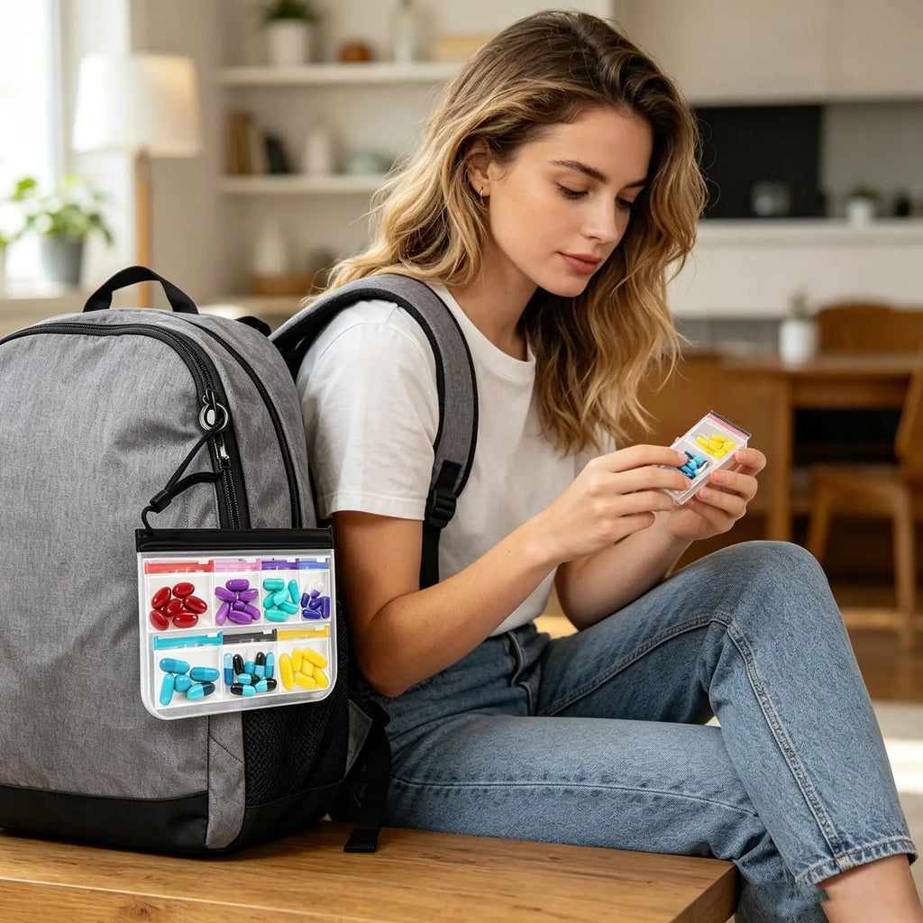 Pill Pouch Medication Storage Slide Lock Organizer Women Men