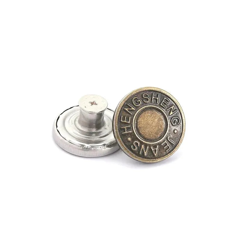 No-Sew Adjustable Metal Jean Buttons Replacement – 10 to 40 Pack