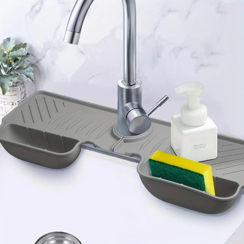 Silicone Kitchen Sink Organizer Dual Pocket Sponge Cloth Holder