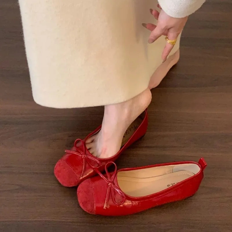 Bow Women Ballet Flats Shoes Casual Shallow Loafers Elegant Women's