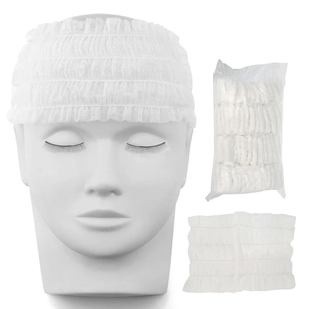 100 Pcs Disposable Headbands Non Woven Spa Salon Headbands Soft Stretch Skin Care Hair Band Lightweight&Breathable For Journey Zpaxo