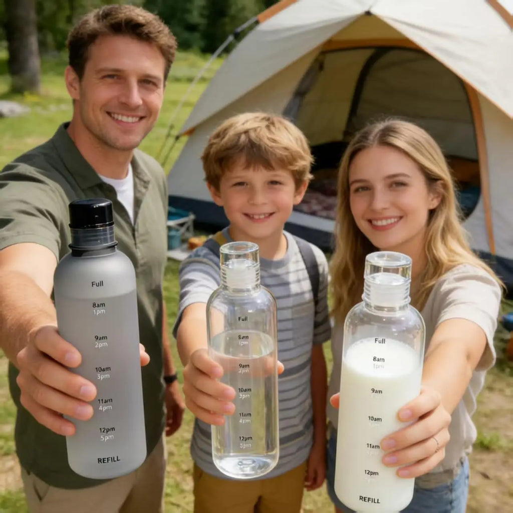 Time Marker Water Bottle Plastic Leakproof Shatterproof Lightweight